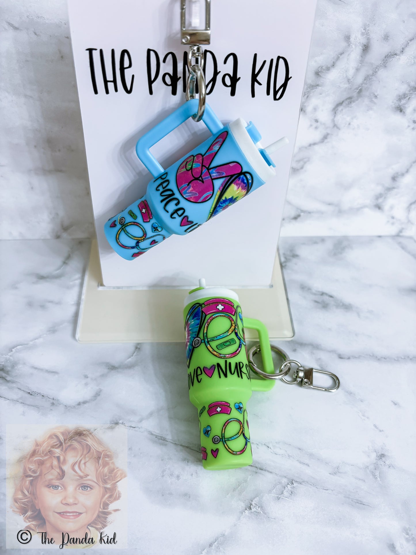 Peace, Love & Nursing Tumbler Keychain, Bag Charm, Accessory Keeper